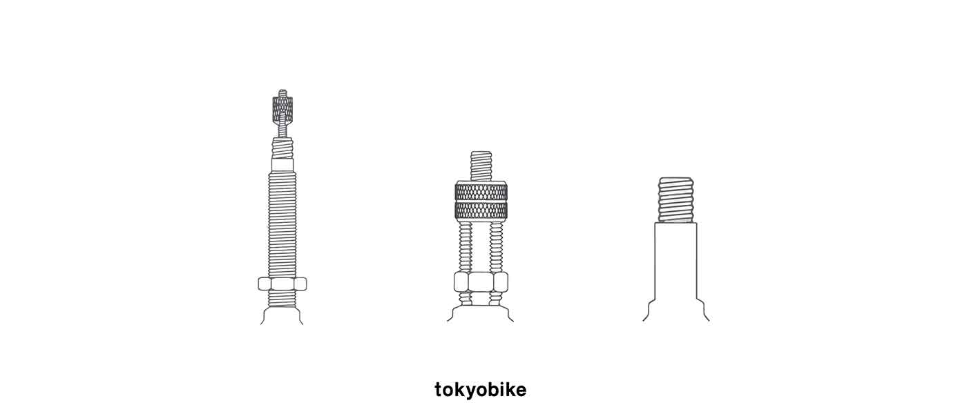 bicycle tube valve รูปจุ๊บลมจักรยานแบบ หัวใหญ่ shrader หัวเล็ก presta และหัวไส่ไก่ dunlop