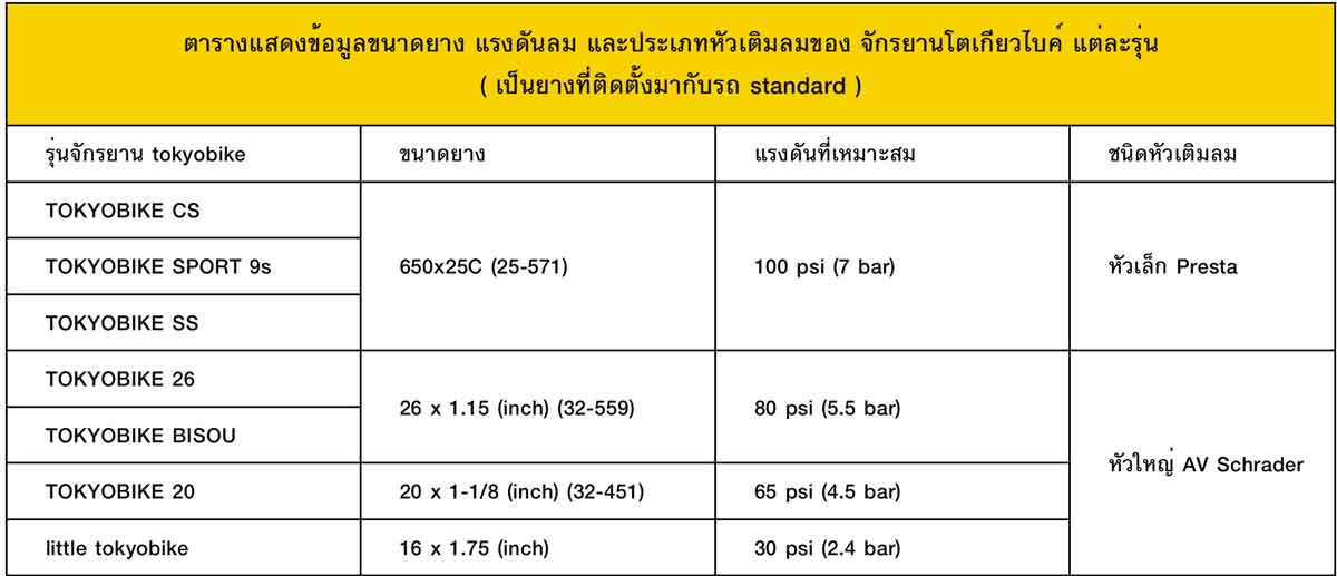 หัวที่สูบลมจักรยานแบบต่างๆ