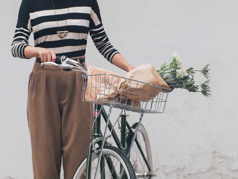 tokyobike bisou mossgreen with basket